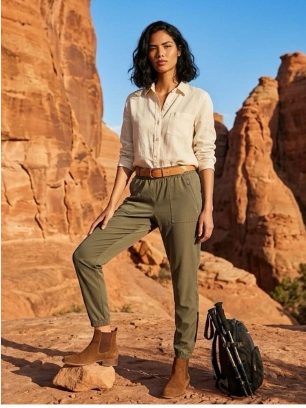 GorpCore Woven Hiking Pants, Water-Repellent Olive Green. Sz.M